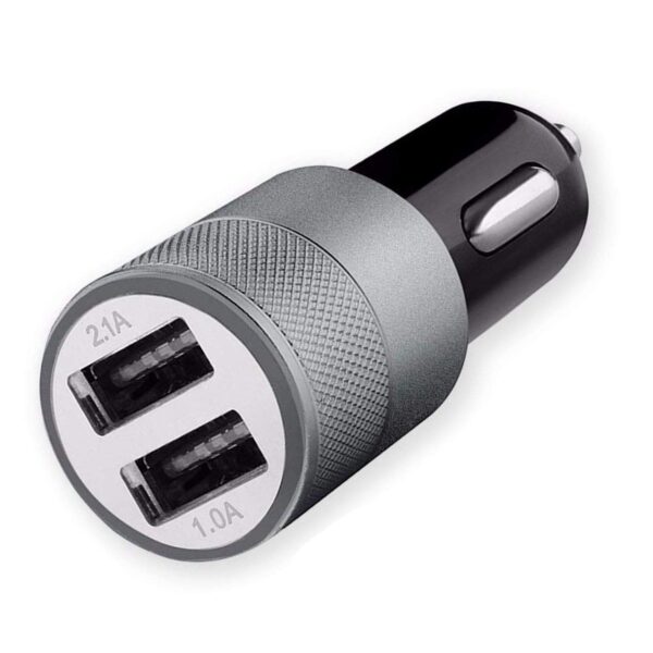 Metal Dual USB Port 2 Amp Fast Car Charger Adapter for All Smartphones