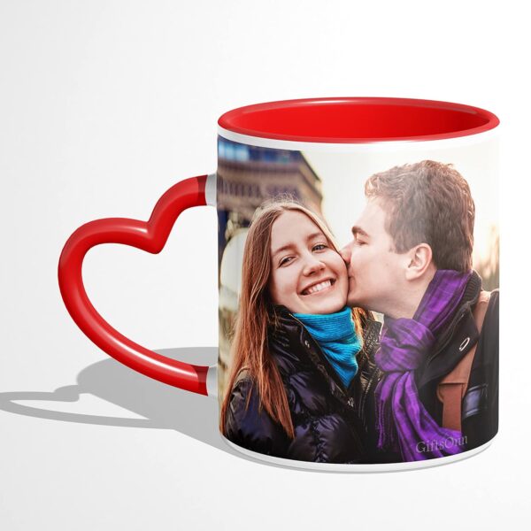 Red Heart Shape Handle Coffee Mug